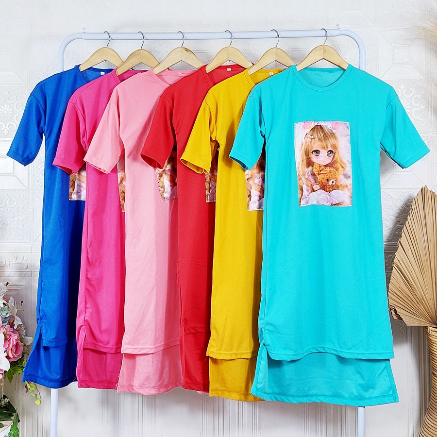 LONG TUNIK DRESS ANAK ANIME GIRL LUCU CANTIK DOLL MANIS OVERSIZE 2-13tahun GL FASHION