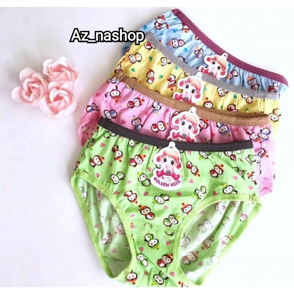 NEW.... 3 PCS DAN 6 PCS CELANA DALAM GOLDEN NICK ANAK/GOLDEN NICK CELANA DALAM Celana Dalam Anak Perempuan Golden Nick Motif 1187