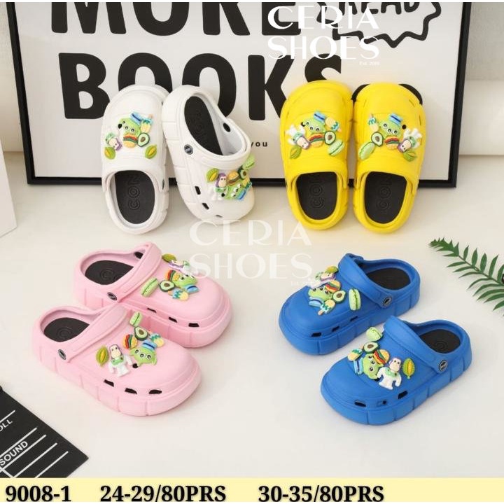 EVA size ANAK Sandal Slop Baim Anak ToyStory Import Bahan Karet Spons Ringan Empuk Elastis include Jibbitz Tebal 4 Cm 908-1