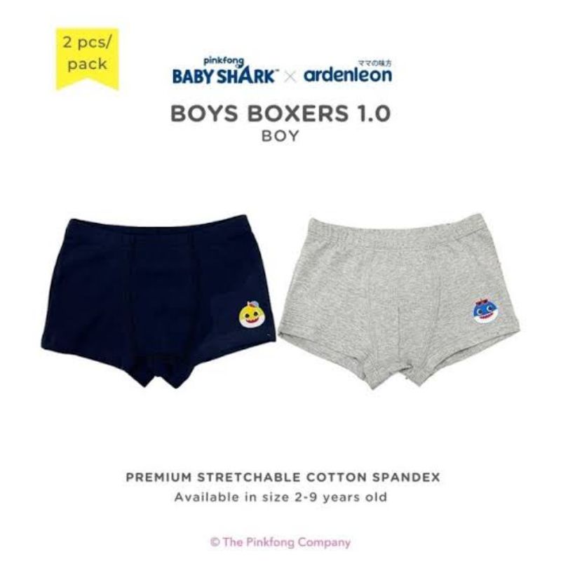 Ardenleon Pinkfong Shark Boys Boxers Celana Dalam / Pakaian Dalam Anak