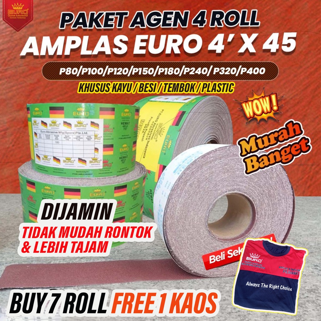 AMPLAS ROLL METERAN GROSIR GRIT 400 320 240 180 150 120 100 80 45 meter harga per koli