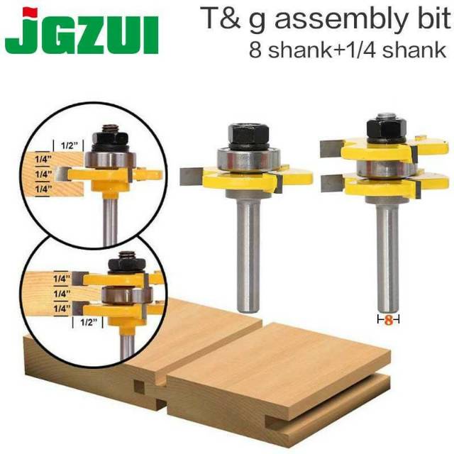 2pcs Mata Profil Trimmer Mata Bor Sambungan Kayu Tongue &amp; Groove Joint Assembly