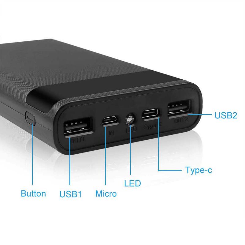 Kebidumei DIY Power Bank Case USB Type C 4 x 18650 2 Port - KA4