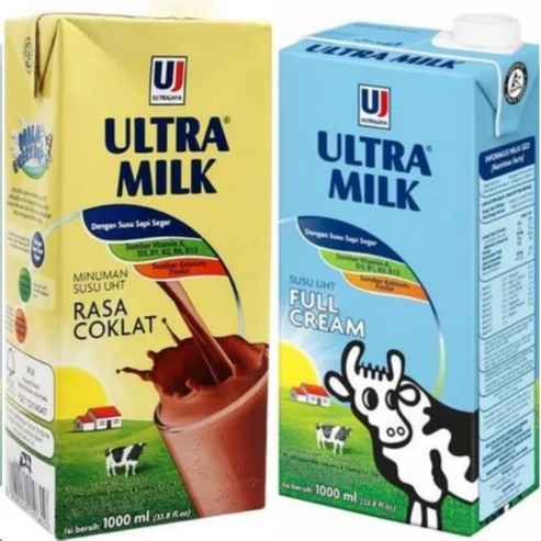 ULTRAMILK SUSU UHT 1 LITER COKLAT &amp; PUTIH / full Cream