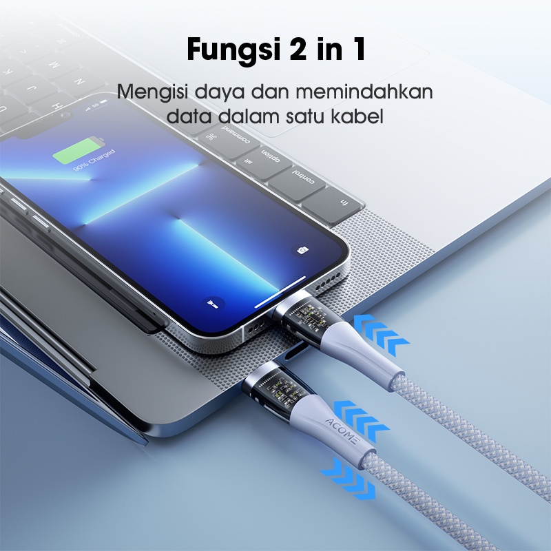 ACOME ACL010T Kabel Data PD Type C to Lightning 100cm Fast Charging 27W  Original - Garansi Resmi 1 Tahun