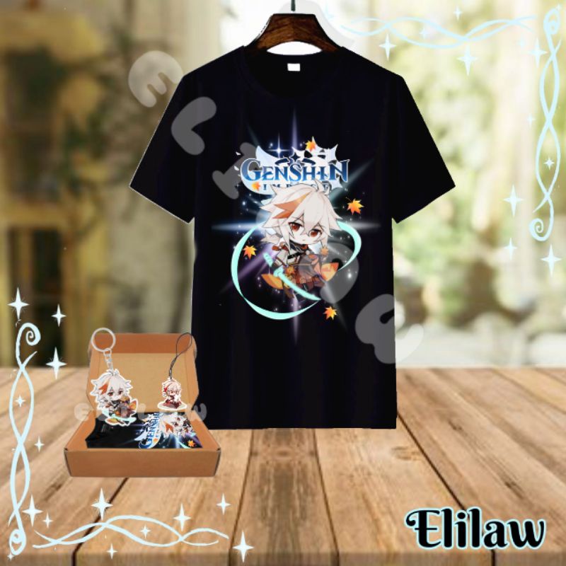 Kaedehara Kazuha T-Shirt ~ Kaos Anime Genshin Impact Baju Simp Kaos Wibu, Kazuha Tshirt
