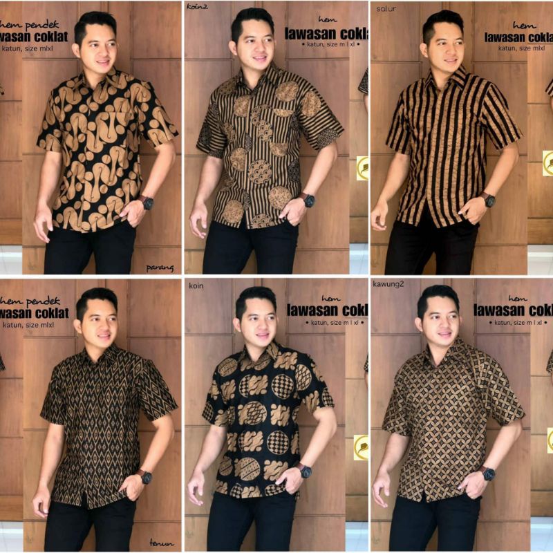 Hem Lawasan Coklat Batik Sogan Seragam Batik Baju Kerja Batik Atasan
