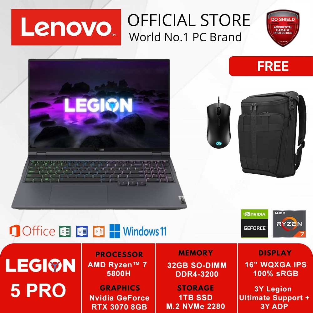 LENOVO GAMING LEGION 5 PRO 16ACH6H JRID RYZEN 7 5800H 32GB 1TB RTX 3070 8GB GREY