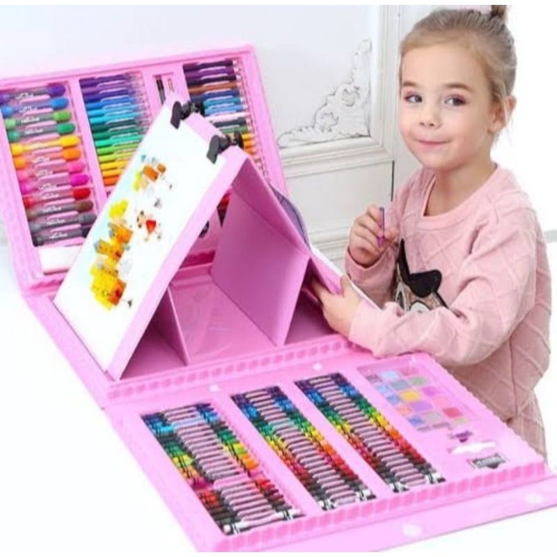 krayon Set Anak Oil Pastel Crayon pena cat air 208 pensil warna set kuas lukis Crayon