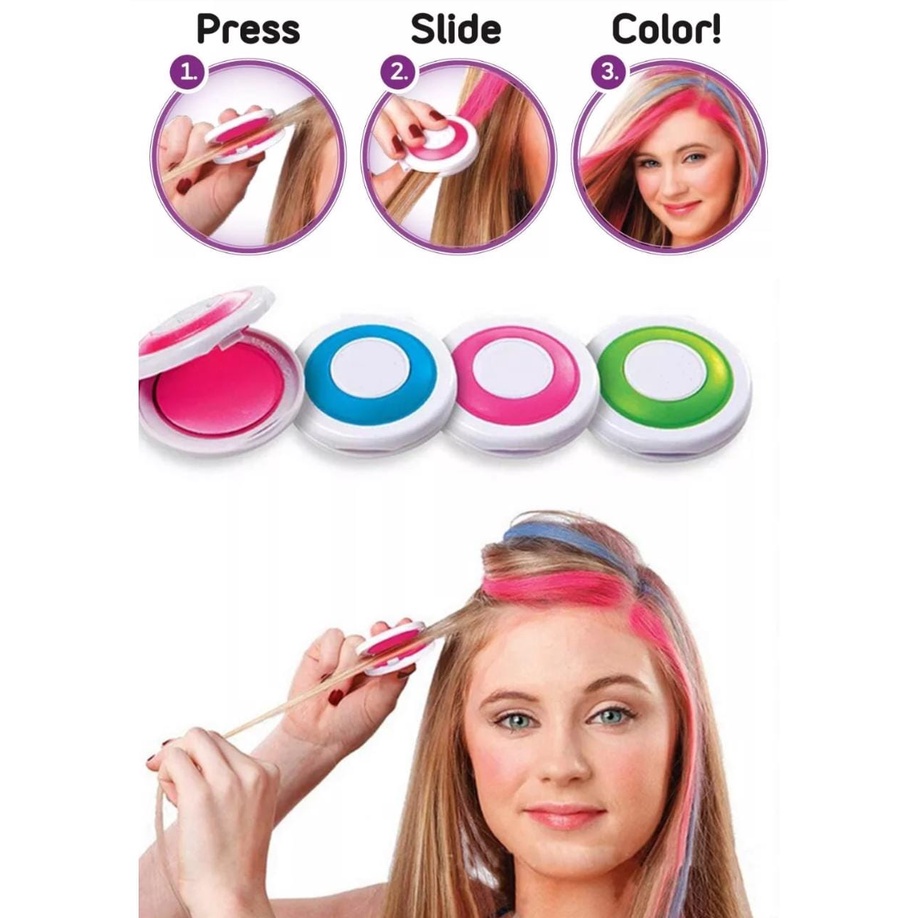 Pewarna Rambut 4 Warna set Hot Huez Temporary Hair Colour Set