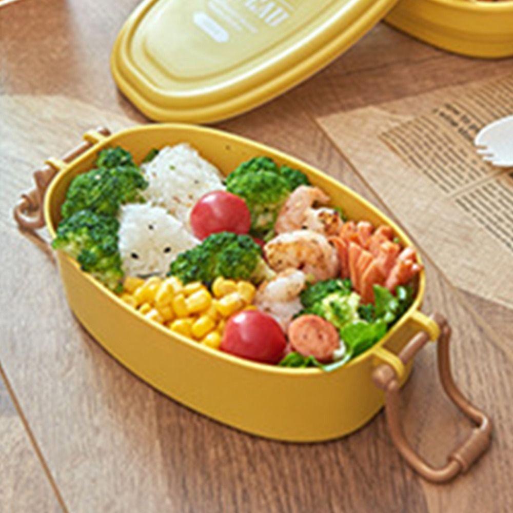 Solighter Lunch Box Warna Kuning Untuk Piknik Camping Double-layer Wadah Makanan