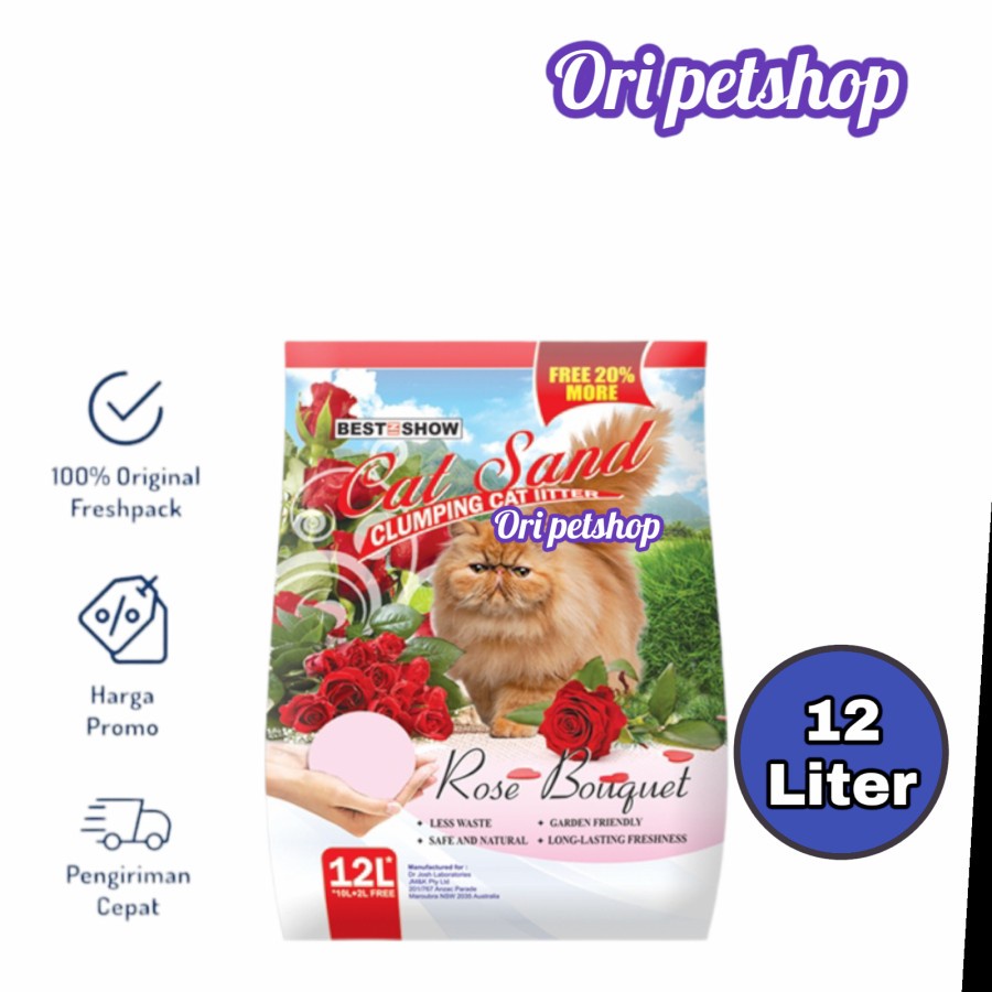 Pasir Kucing Catsand Wangi Rose Pasir Wangi Gumpal 12 liter