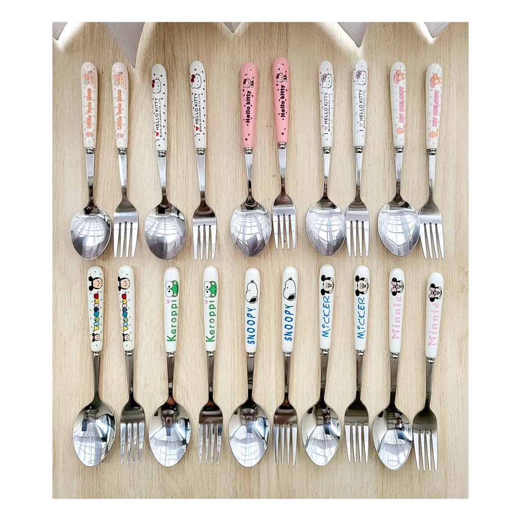 Sendok garpu makan Set Gagang Keramik HK