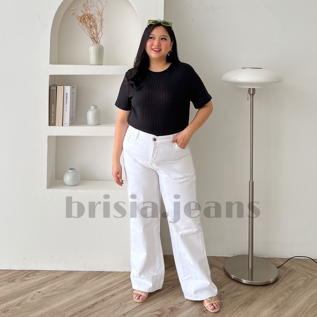 [SIZE 34-38] WENDY Boyfriend Jeans JUMBO - WHITE / BIGSIZE