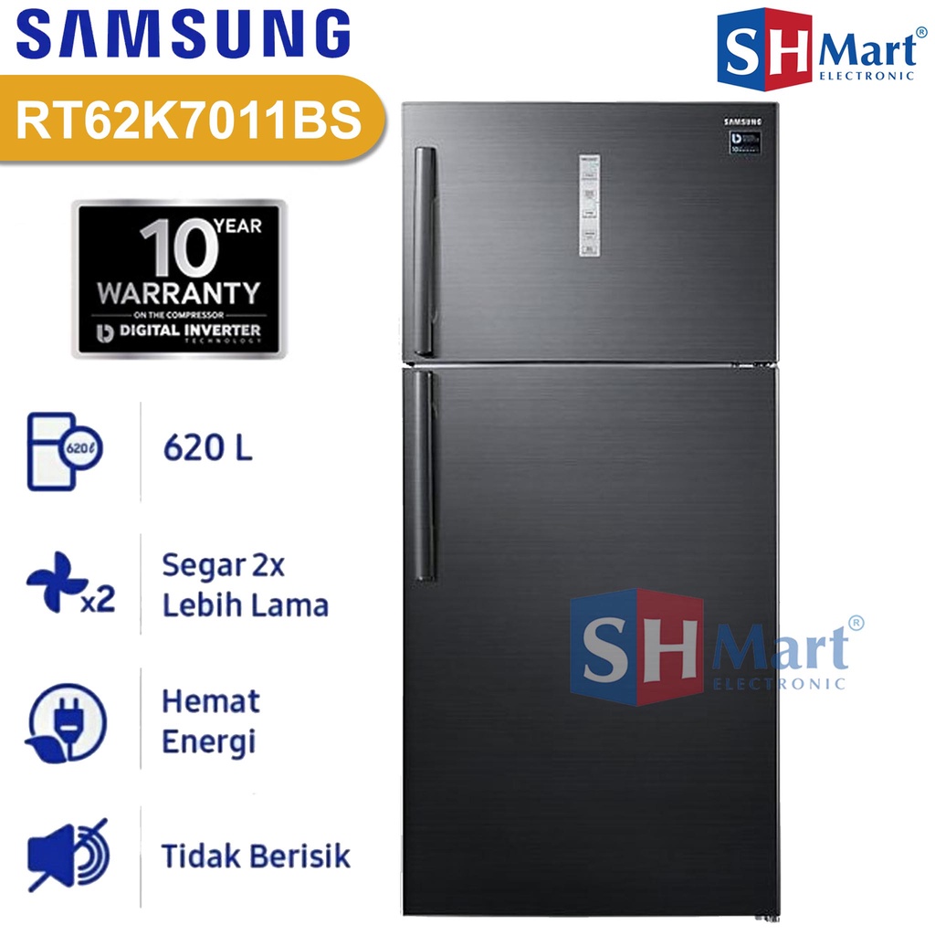 KULKAS SAMSUNG 2 PINTU BESAR KAPASITAS 620 LITER RT62K7011BS/SE RT62K HEMAT LISTRIK  (MEDAN)