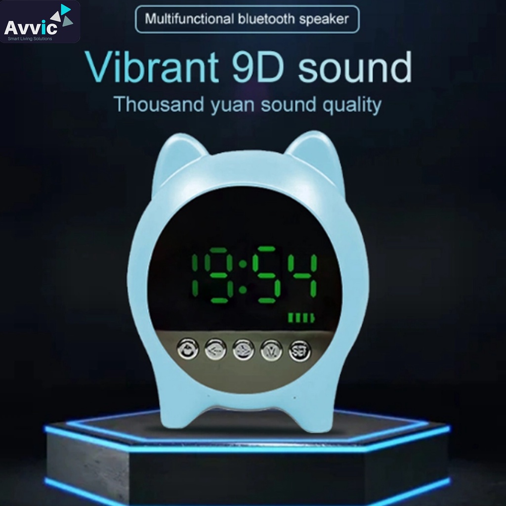 Speaker Bluetooth Jam Alarm Mirror Radio FM LED Display Clock Alarm Temperature USB TF Card Cute Bear