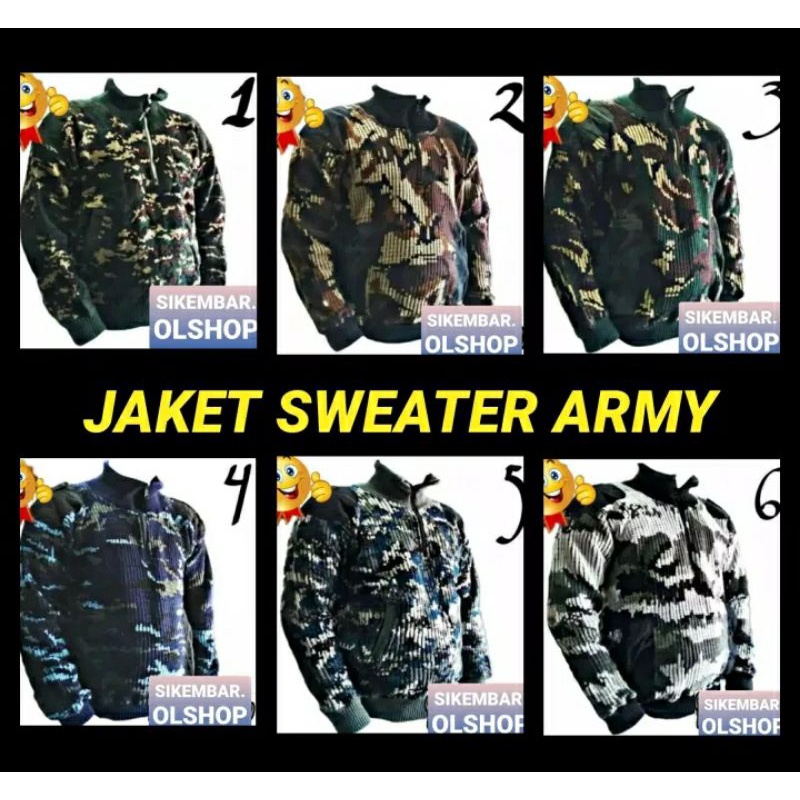 Jaket Sweater Loreng Standar TNI POLRI Merk AR Exclusive.
