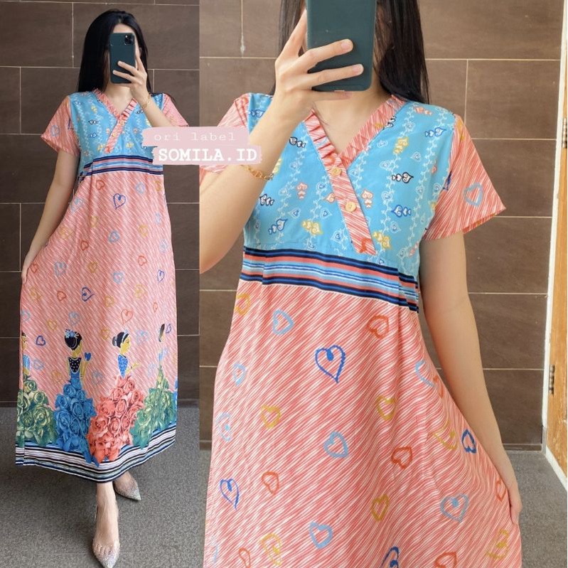 GROSIR DASTER SOMILA.ID TERBARU BUSUI CHIBI KUMALA REMPEL PLEATED LEHER. LENGAN PENDEK BATIK BU TEJO GARDEN