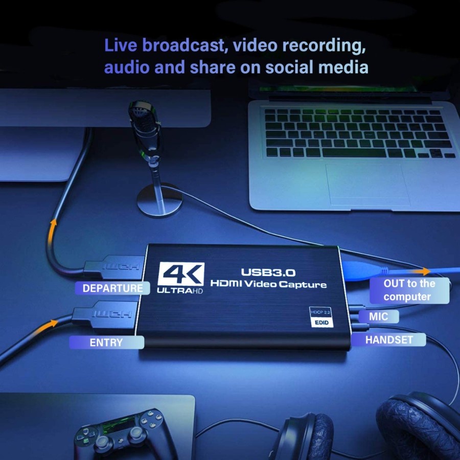 Usb 3.0 hdtv video capture card Box NB Ultra HD 4k 60hz hdcp with 3.5mm live streaming obs vlc adobe