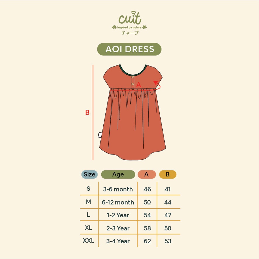 CUIT Baby 3 Bulan - 4 Tahun Aoi Button Dress Anak Perempuan Furutsu Series