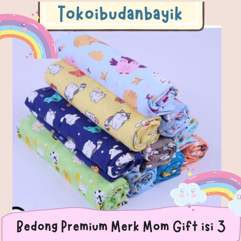 Isi 3 Bedong Kaos Bayi Motif Lembut Moms Gift 100x90 cm