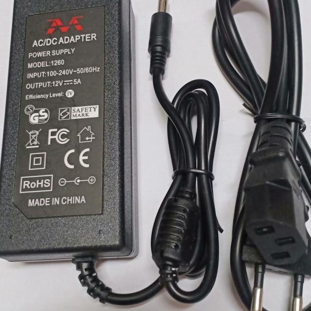 ADAPTOR AC 12V 5A CCTV DVR SPRAYER AIR POMPA ANGIN DC 12 VOLT 5 AMPERE
