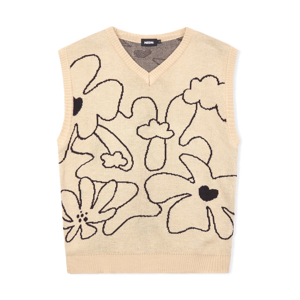 NRDN Clothing Sweater FLOWER LINE VEST CREAM