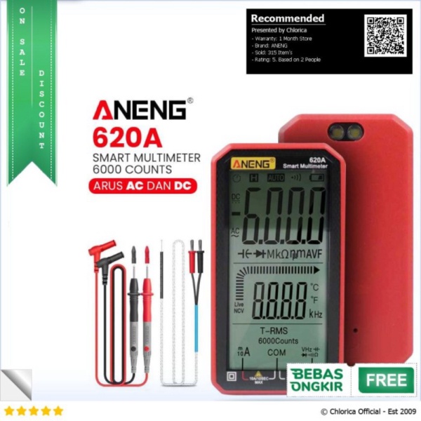 Dijual ANENG Digital Multimeter Voltage Tester - 620A - Merah ANENG Limited