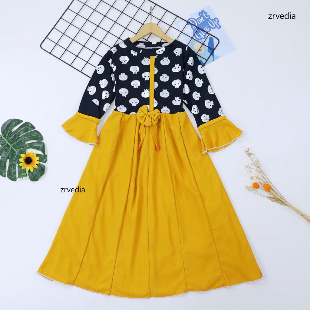 Gamis Farissa 6-7 Tahun / Baju Anak Muslim Dress Panjang Ngaji Murah Lengan Anak Perempuan Syar’i