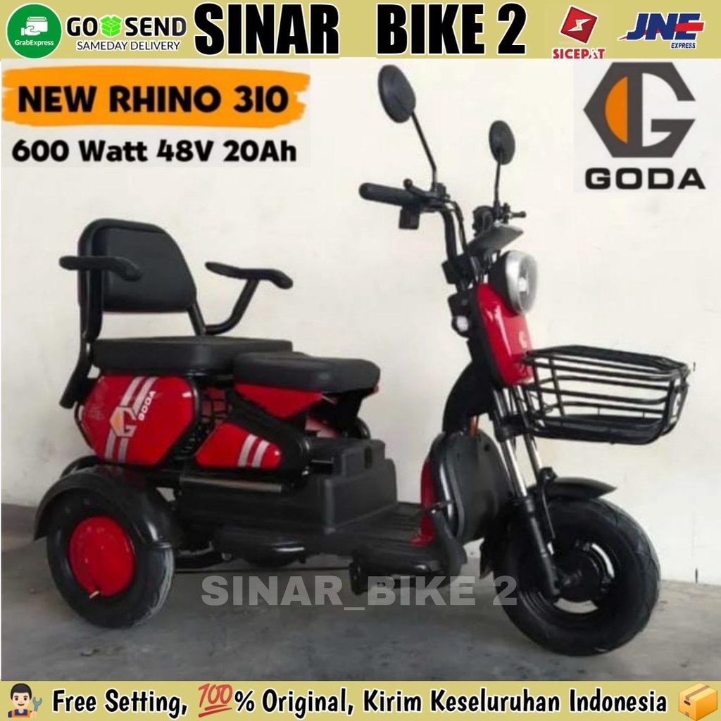 Sepeda Motor Listrik GODA NEW RHINO 310 Roda Tiga 650 Watt Electric