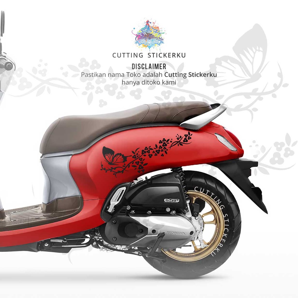 Cutting Stiker Butterfly Flower Lucu Swirl Variasi Motor Mobil Sticker Timbul Keren Nyala Dasbor Spakbor Visor Body Kaca Helm Laptop Hologram Reflective Tahan Air Bodi Samping Nama Jepang Scoopy Vario Beat Nmax Pcx Vespa Aesthetic Pickup Anime Windshield