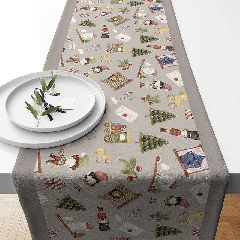 TABLE RUNNER TAPLAK MEJA EDISI NATAL CHRISTMAS EDITION 140X40 DAN 230X40 CM UJUNG PERSEGI 4 GANTUNGAN TASSEL