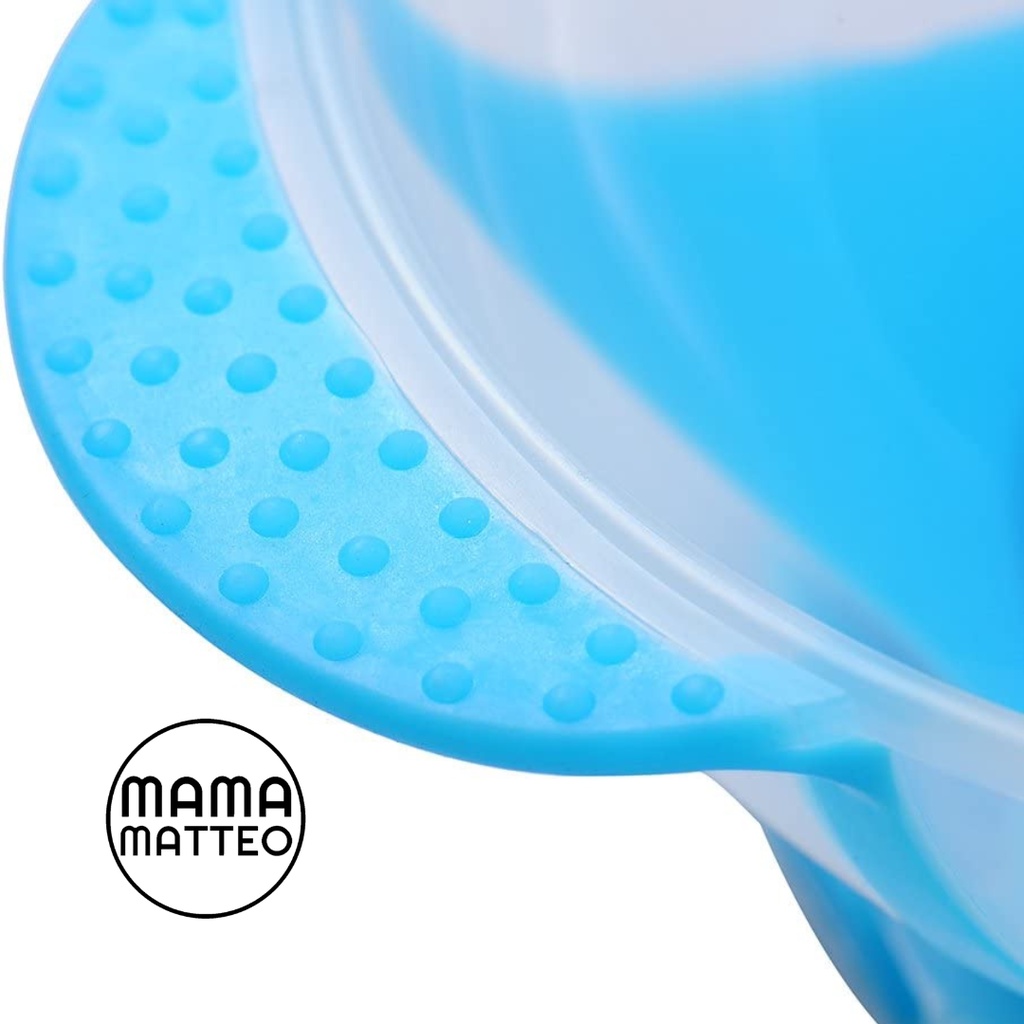 Mangkok Makan Bayi / Mangkuk Anak Dengan Tutup Anti Slip Anti Tumpah / Tempat Makan Bayi Bahan Plastik Food Grade Warna Kuning Biru Pink