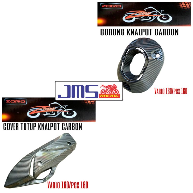 cover tutup carbon knalpot/corong knalpot/cvt plus keong cvt/filter hawa/cover radiator carbon set vario 160 zoro