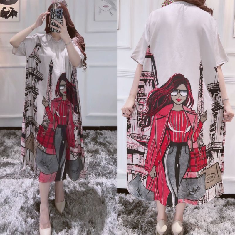 DRESS SOFIA VIRAL KEKINIAN RAYON PREMIUM JUMBO DASTER KARAKTER TERBARU FRAYA BATIK