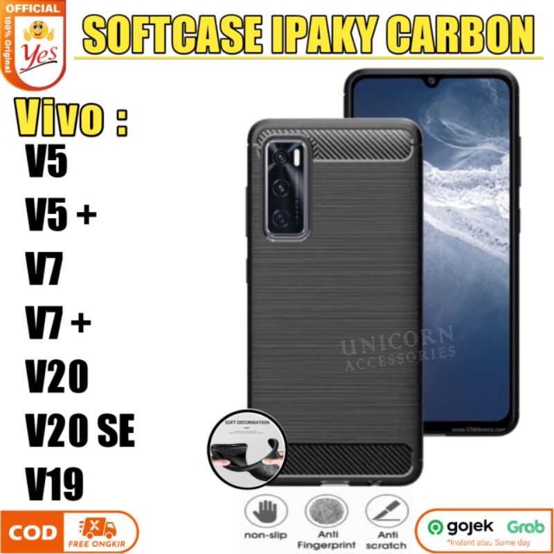 Case Vivo V5 Plus V7 + V20 SE V19 V9 Softcase ipaky Carbon Casing Silicon Case Premium