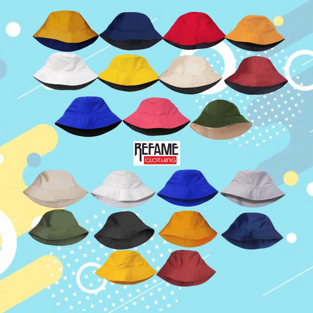 Topi Bucket Hat Bolak Balik Polos 2 Warna Topi Bucket Laki Laki Perempuan Premium