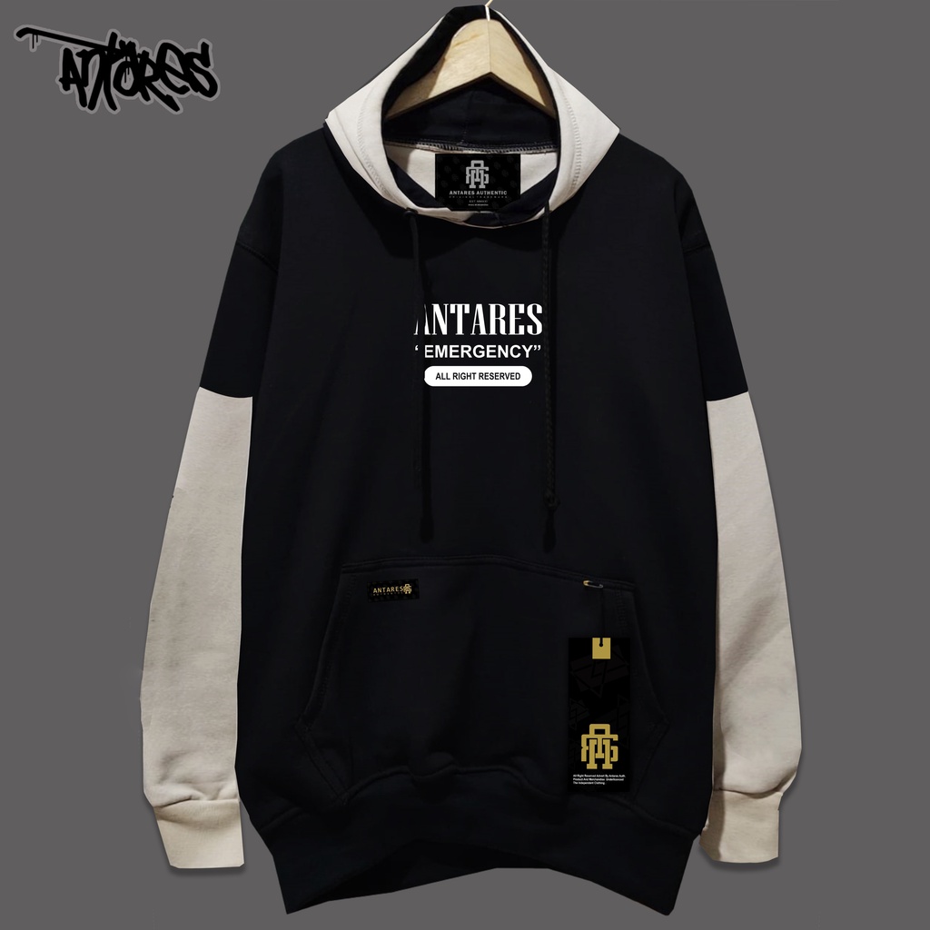 ANTARES AUTHENTIC SWEATER HOODIE PRIA SIZE L-XL EMERGENCY BLACK