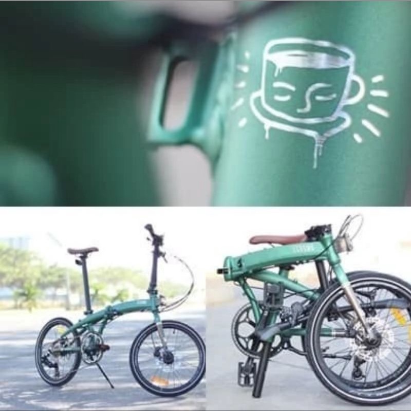 Sepeda Lipat 20 Element Filosofi Kopi Ecosmo 10 Speed Alloy Alumunium