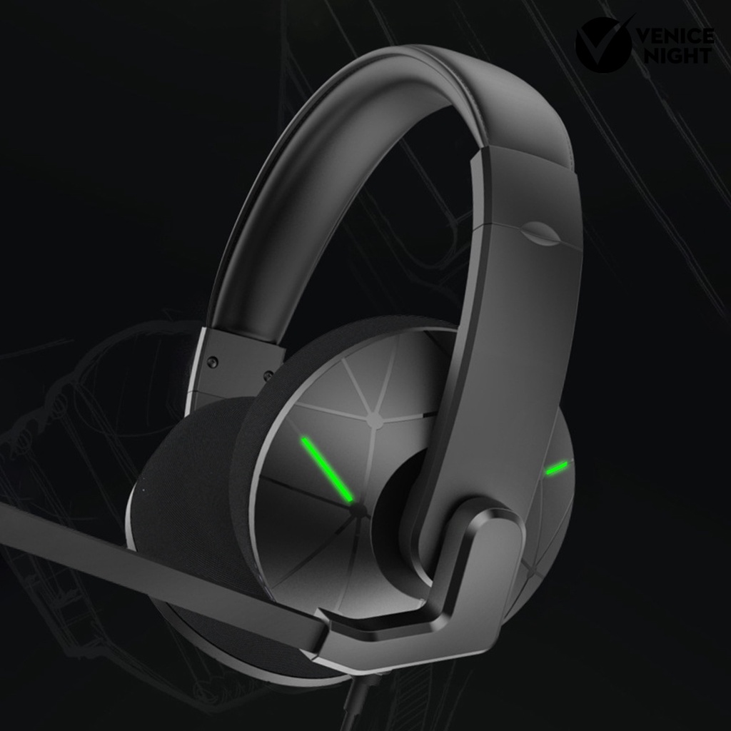 (VNEP) (Berkabel) Headphone Gaming Nyaman Dipakai 3D Surround Sound ABS Gamer Headset dengan Mikrofon untuk PS untuk XBOX