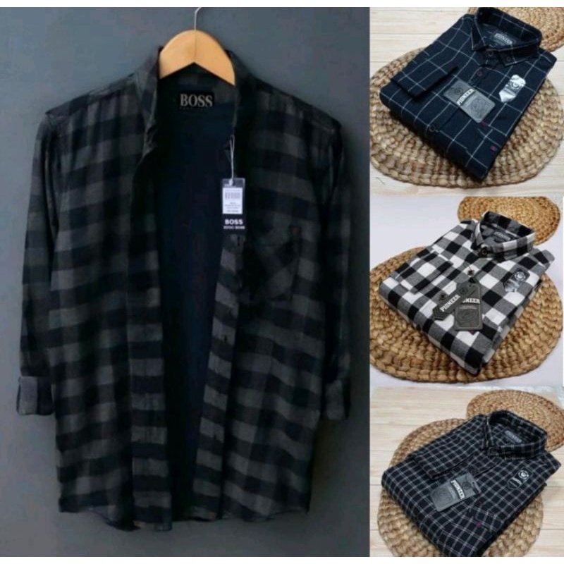 Kemeja Flanel Pria Lengan Panjang Motif Kotak Kotak Kualitas Premium Flanel Terbaru