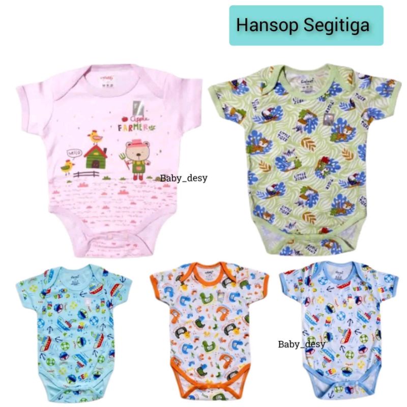 BAJU JUMPER SEGITIGA BAYI (0-6M) / BODYSUIT / HANSOP PENDEK SEGITIGA / BAHAN HALUS HARGA MURAH