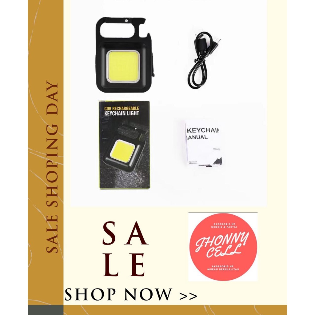 (JC)Mini Cob Keychain Lampu Senter Led Portable Light // Usb Rechargeable Emergency gantungan kunci