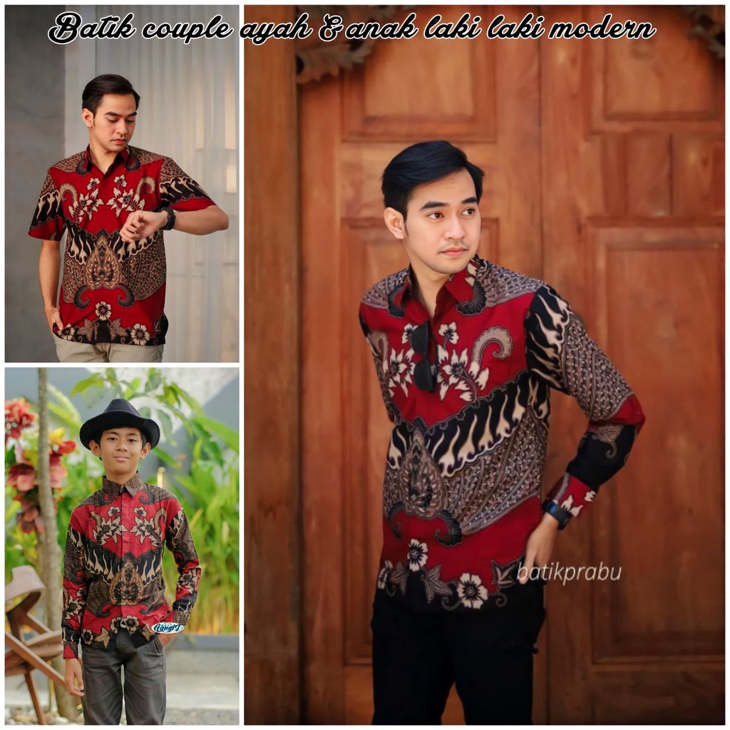 TERBARU Couple sweet || couple batik ayah dan anak cowok BATIK Motif Garuda maron/kemeja batik pria/Batik pria/Batik pringan pendek/Batik pria jumbo/Batik anak Laki Laki