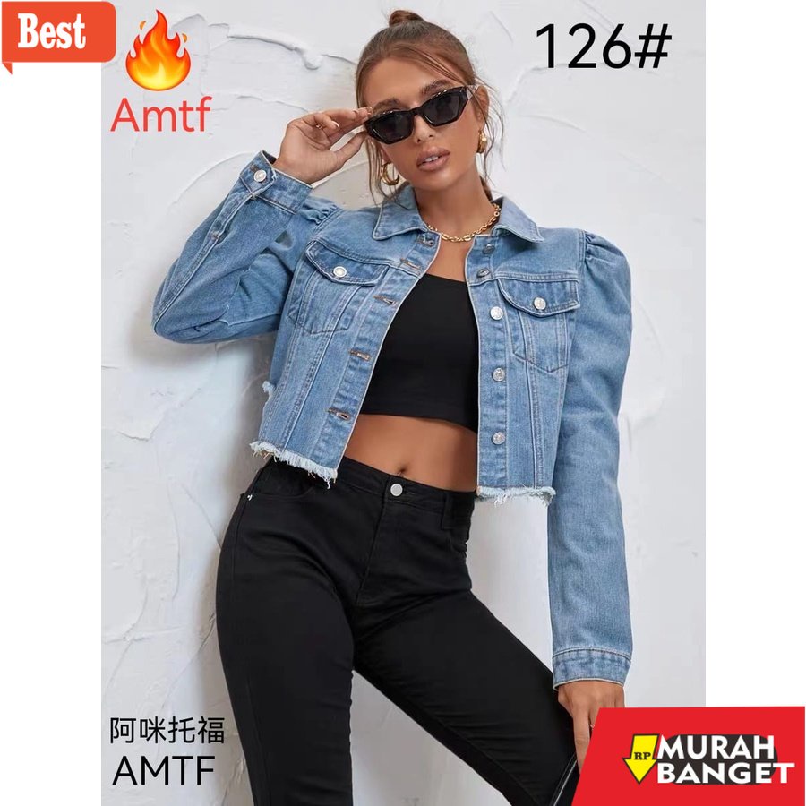 jaket hijaber [Barang Reject] Jacket Jeans Crop Wanita / Jacket Cewek Real Pict #126
