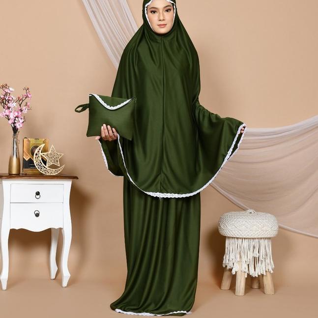 Mukena Siti Khadijah Signature Aluna - Ash Green - Abu-abu