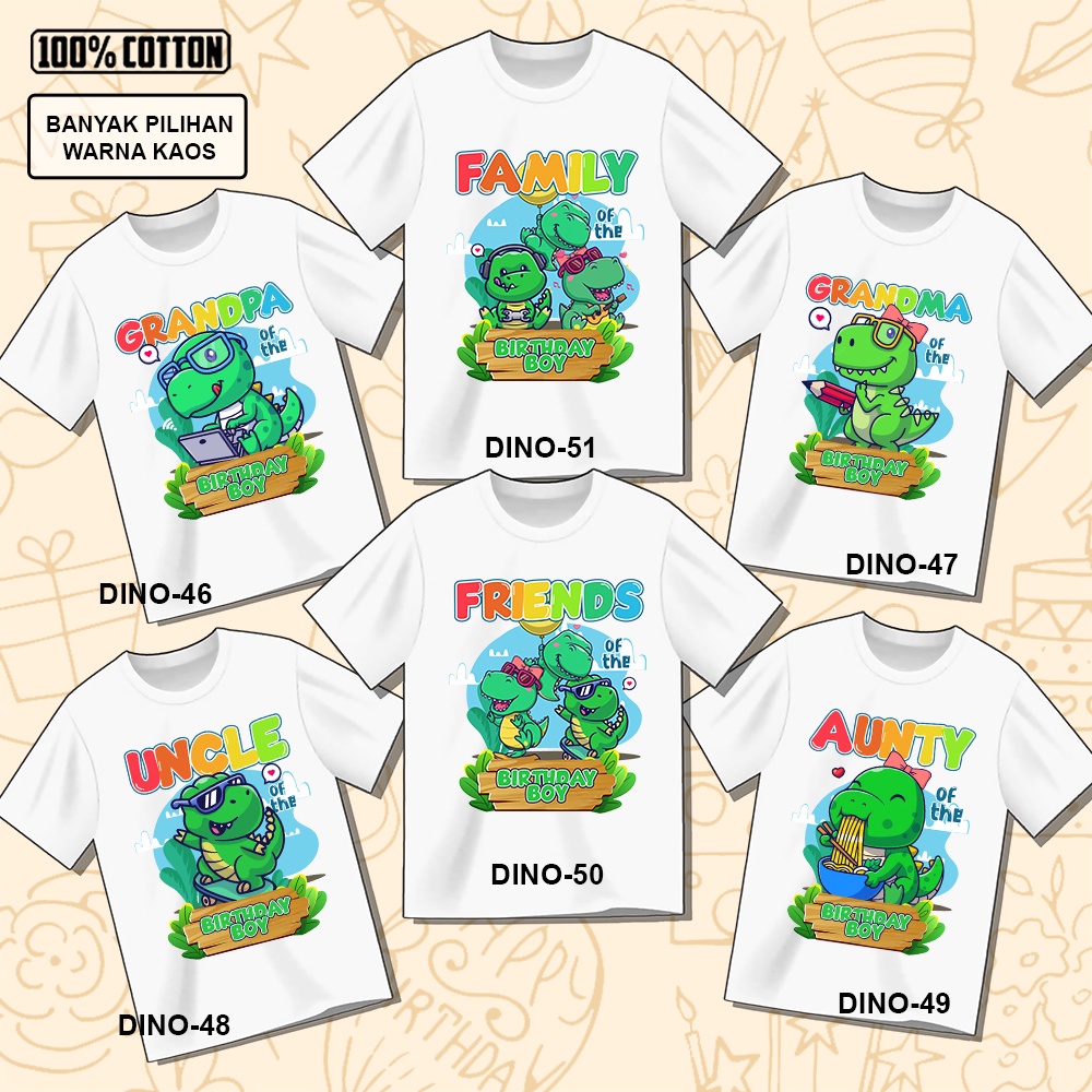 Kaos Ulang Tahun Dinosaurus Dino ULTAH COUPLE ANAK DAN DEWASA