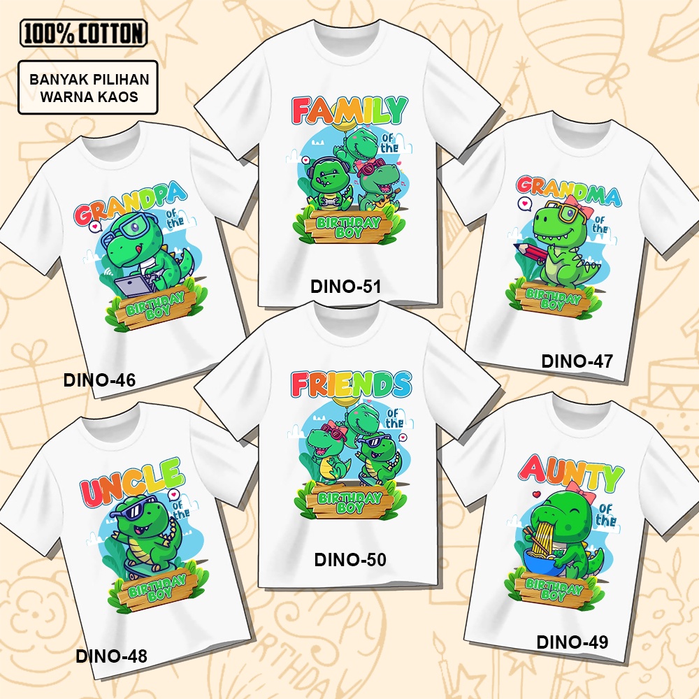 Kaos Ulang Tahun Dinosaurus Dino ULTAH COUPLE ANAK DAN DEWASA