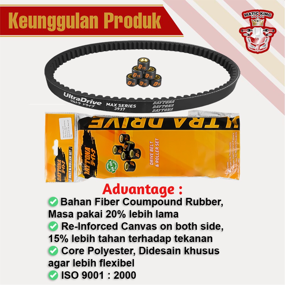 Vanbelt SET assy Vario Techno 110 Karbu FI ESP Daytona Ultra Drive Belt+roller 4456 3515