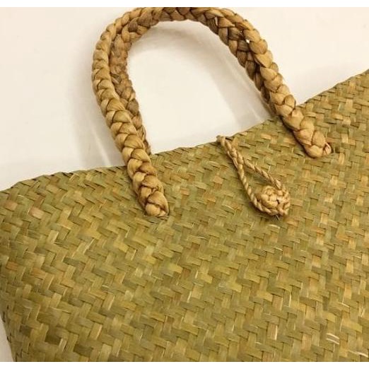 Tas Purun Kotak Tali Eceng Gondok, Tas Anyaman Rotan, Handbag Pandan